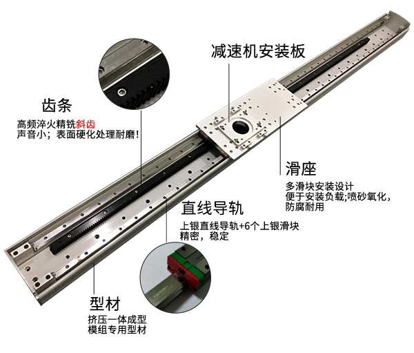 齒輪齒條直線模組滑臺